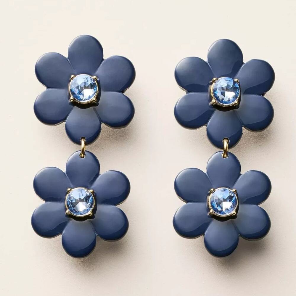 NIB Kate Spade x Target Blue Floral Linear Earrings